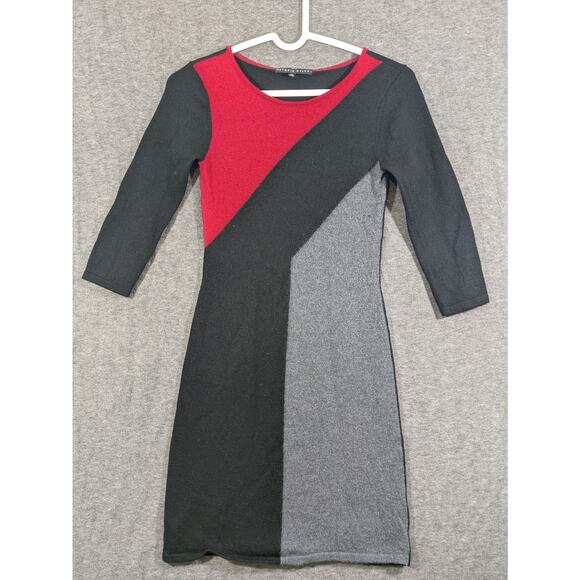 Antonio Melani 100% Merino Wool Sweater Dress Color Block Women's Size XS‎ - Picture 1 of 7